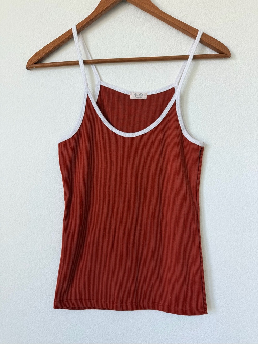Brandy Melville Rust Red Ribbed Camisole with White Trim